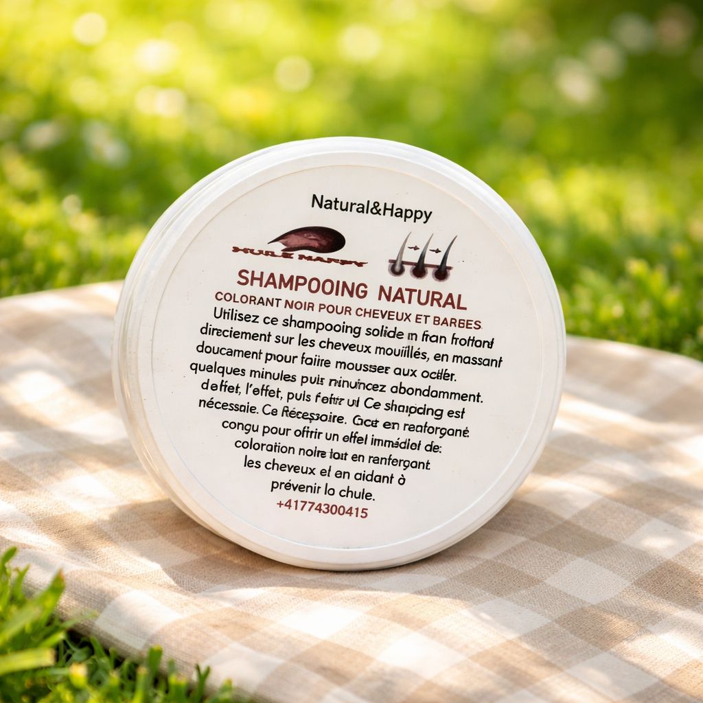 Shampoing natural colorant noir pour cheveux et barbes