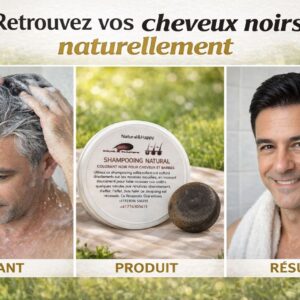 Shampoing natural colorant noir pour cheveux et barbes