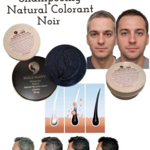 Shampoing natural colorant noir pour cheveux et barbes