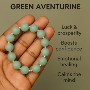 Bracelet Argent 925 et Pierre semi précieuse - Aventurine verte Mat 10mm