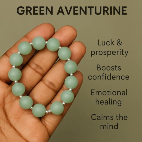 Bracelet Argent 925 et Pierre semi précieuse - Aventurine verte Mat 10mm