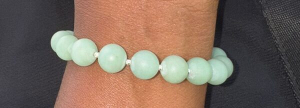 Bracelet Argent 925 et Pierre semi précieuse - Aventurine verte Mat 10mm – Image 3