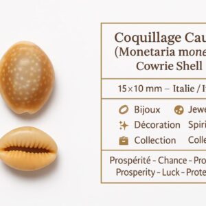 Coquillage Cauri (Monetaria moneta) – 15×10 mm – Italie