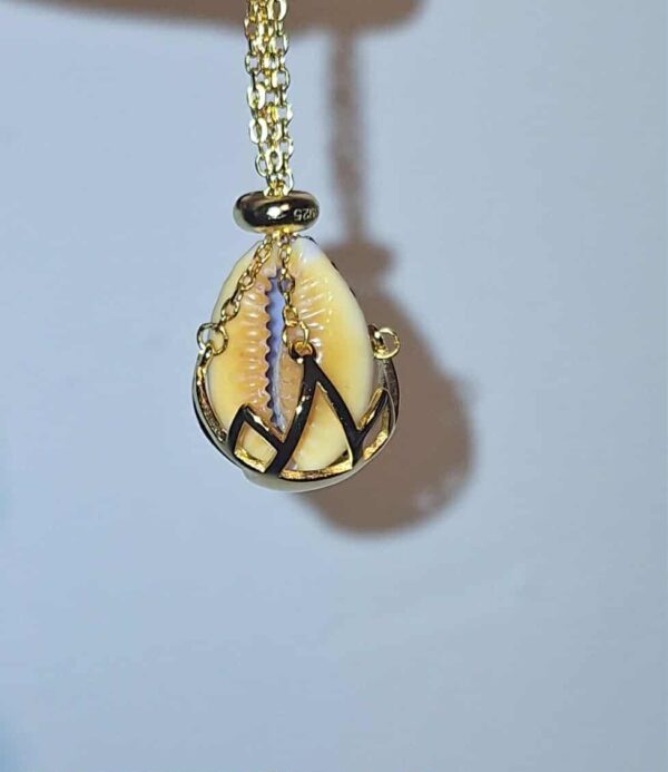 Coquillage Cauri (Monetaria moneta) / Cowrie Shell  en cage pendentif Cage en Argent Sterling 925 – Image 3