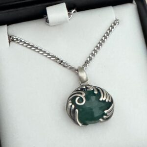 Collier Émeraude Naturelle – Argent 925 (Pièce Unique, Unisexe)