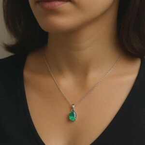 💎 Pendentif en Argent avec Émeraude Naturelle – 0,75 carat 💎