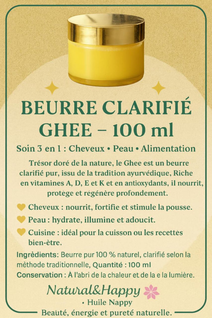 BEURRE CLARIFIÉ GHEE – 100 ml ✨