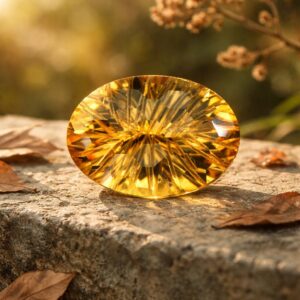 Citrine Naturelle du Brésil – Taille Ovale Fantaisie 19,66 Carats