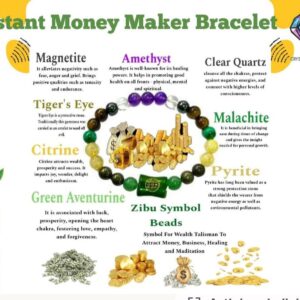 Bracelet en pierres de richesse 8 mm magnétite améthyste quartz oeil de tigre pyrite malachite aventurine citrine