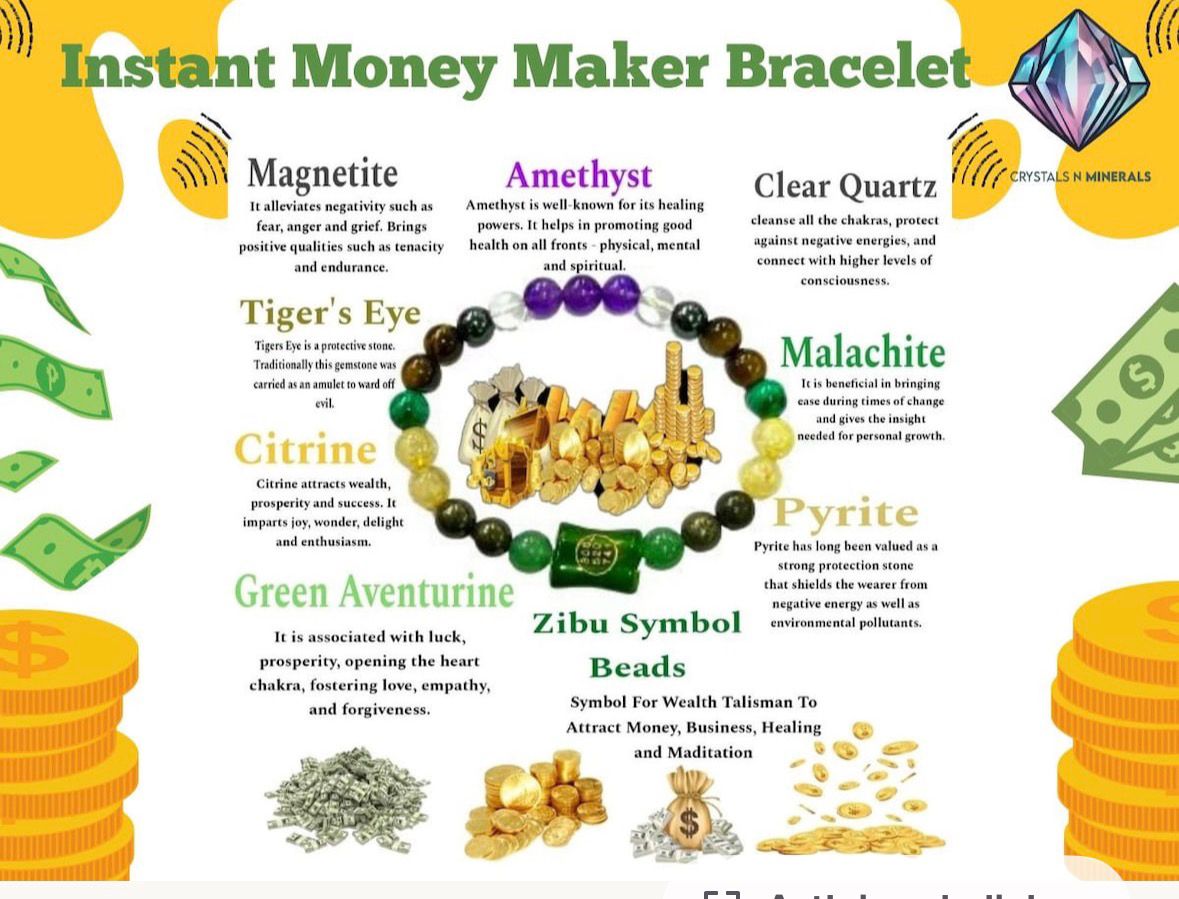 Bracelet en pierres de richesse 8 mm magnétite améthyste quartz oeil de tigre pyrite malachite aventurine citrine