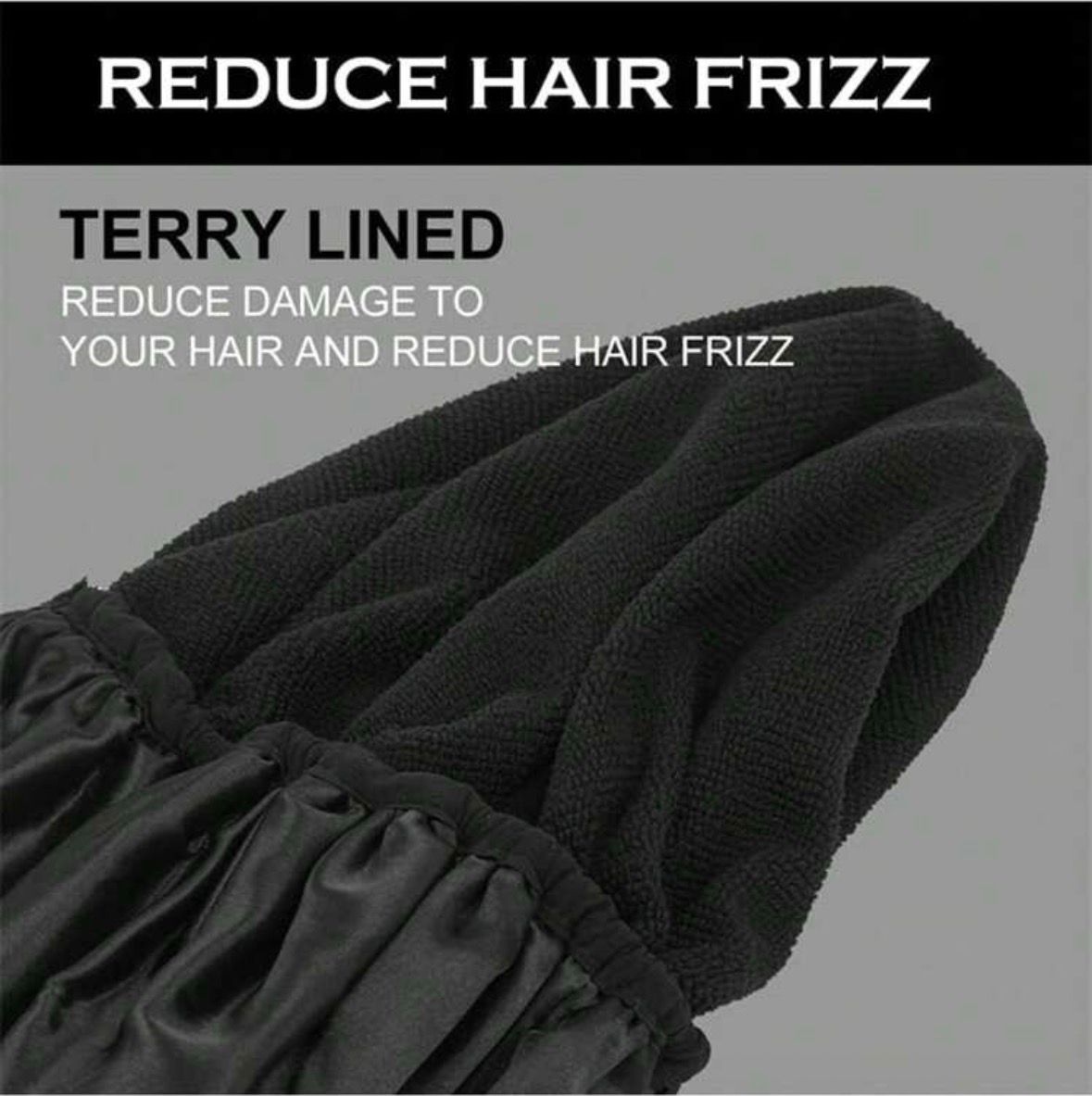 Bonnets de douche Serviette à cheveux, bonnet de couchage et bonnet de douche en 1 – Satin microfibre – 3 en 1 – Zwart – Réutilisable