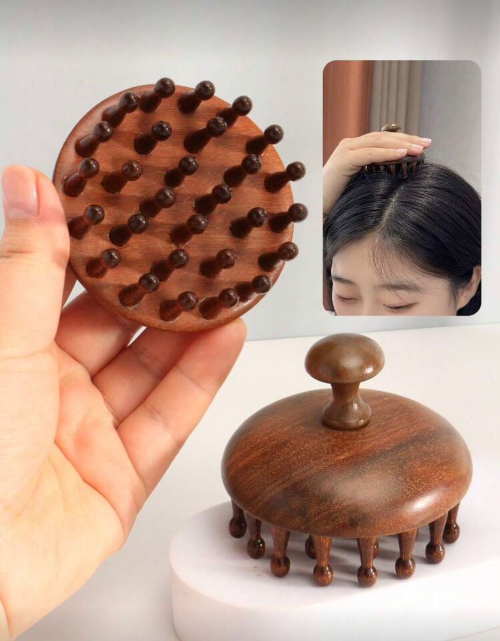 Brosse à Dents Larges en Bois de Santal Naturel/Massage du Cuir Chevelu